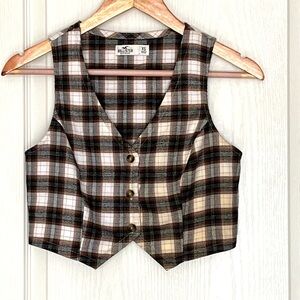 Hollister Plaid Vest XS, Preppy Checkered Button Front Layer, Old Money Style